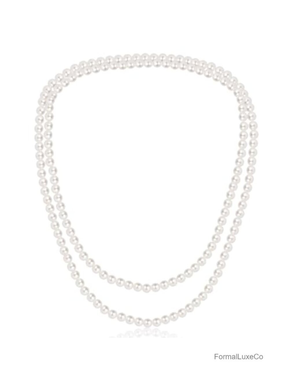 8mm Faux Pearl Layered Necklace, 59 Inch Hand-Knotted Strand
